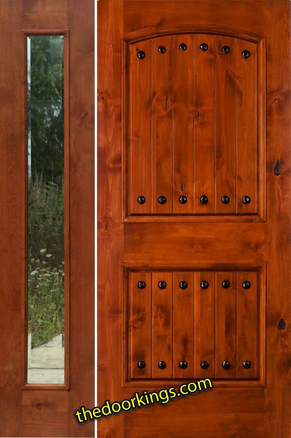 sw62 knoty alder wood door with one  bevel sidelite